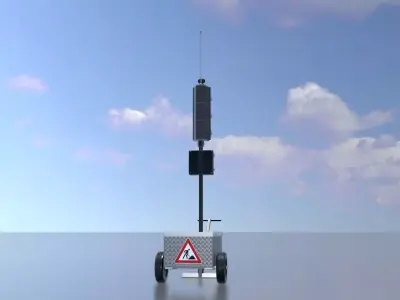 Mobile Construction-Site Traffic-Light High-Poly Version 3D model