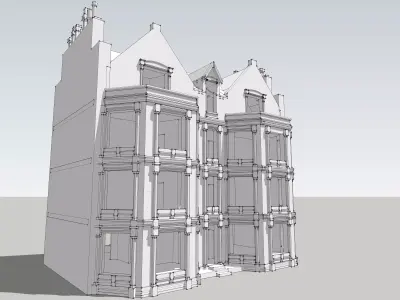House-3 building with windows and balconies 3D model