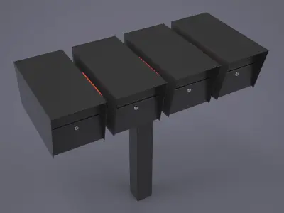 Mailbox Complete Quad Mount Cluster 3D model
