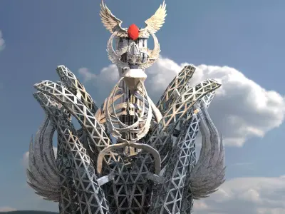 Modern art Winged spiral Tower 3D model