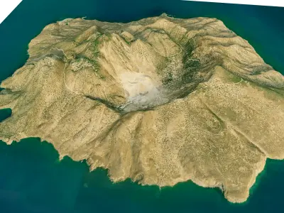 Nisiros Island 3D model terrain Low-poly 3D model