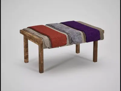 Medieval Market Table with Fabrics 2 Low-poly 3D model