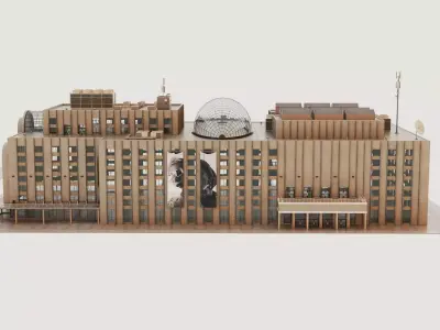 Classic Shopping Mall 3D Model - Dome  Grand Facade Low-poly 3D model