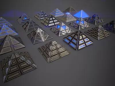 Sci-Fi Pyramid Metal Low-poly 3D model