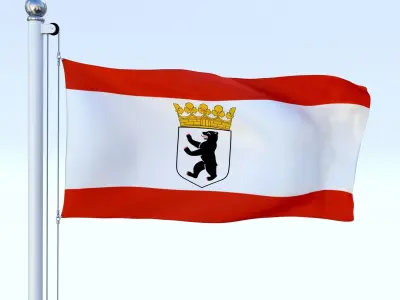 Animated Berlin German State Flag Low-poly 3D model