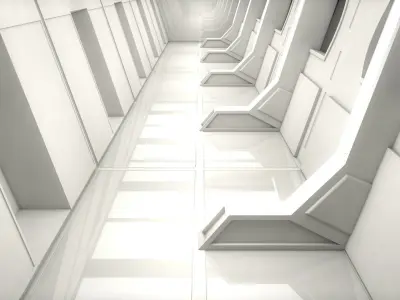 Sci Fi Corridor Low-poly 3D model 6