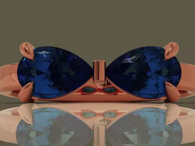 Fashion bow tie diamond ring with pear shape diamonds Free 3D print model