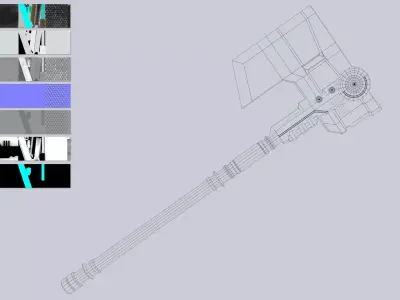Scifi axe Low-poly 3D model