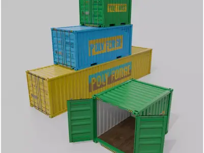 Shipping Containers Set - Customizable - Interior and Exterior 3D Model Pack