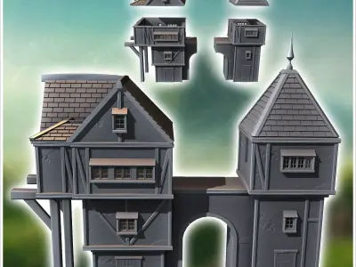 Medieval building with tower and central arch 15 - Medieval Goth 3D print model