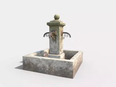 Old Ancient Fountain Low-poly 3D model