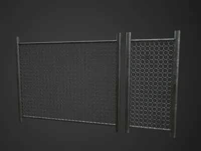 Modular Chain-Link Fence PBR Square and Round 3D model
