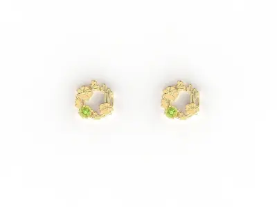 Birthflower Circle Stud Earring August 3D print model