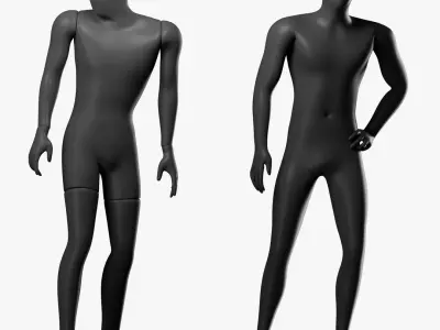  Black Rigged Simple and Sport Men Mannequins 