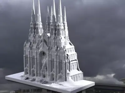 Fantasy Cathedral Grand front spire 3D print model