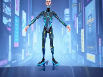 Futuristic Cybersuit Character model pack Low-poly 3D model