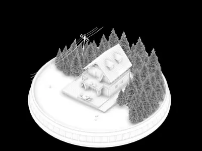 Christmas Cabin in the Snowy Woods 3D model