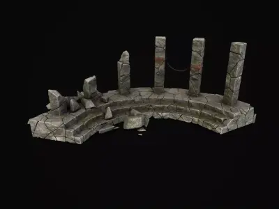 Mystic stone ruins Low-poly 3D model
