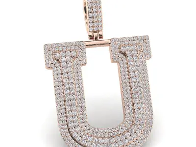 Alphabet Latter U Diamond Pendent 3D print model