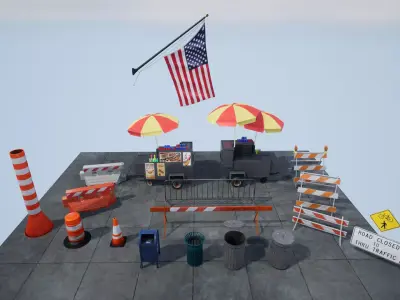 New York Enviromnet stuff Low-poly 3D model