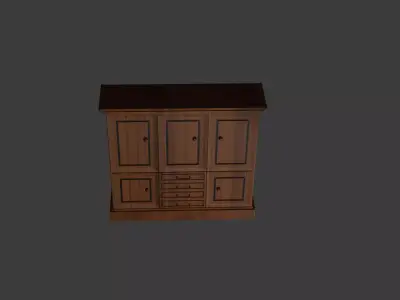Wooden Cabinet with Doors Low-poly 3D model