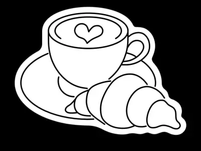 Croissant Coffee Neon Sign 3D model