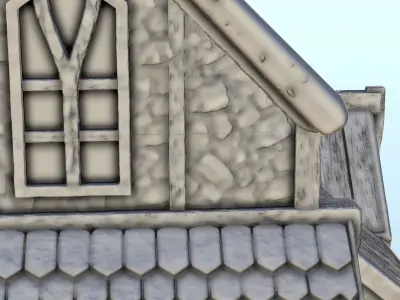 House with canopy and roof window 6 3D print model