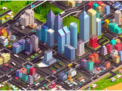 Low Poly Megapolis City Premium Pack  Low-poly 3D model