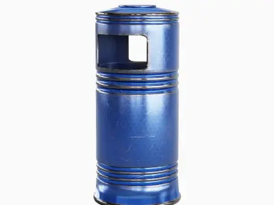 Metal Street Trash Bin 06 Low-poly 3D model