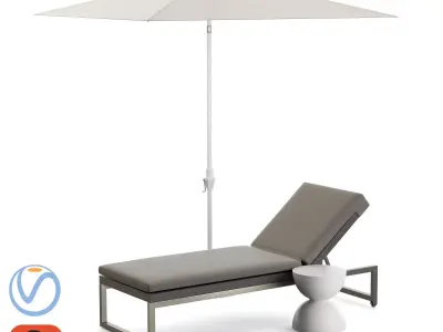  Dune Chaise Lounge with Sunbrella 3D model