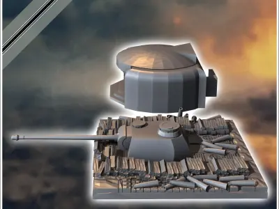 Set of bunker and blockhouse for artillery piece with buried Pan 3D print model