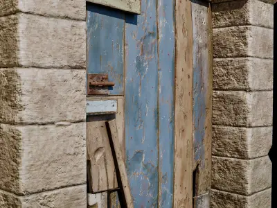 Devastated Door Low-poly 3D model