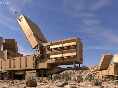  Used Tactical Radar Trailer Dusty Finish Rigged for Cinema 4D 