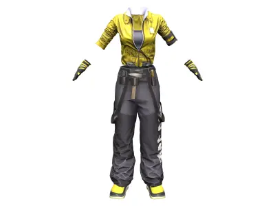 Space Mechanic Girl Outfit Low-poly 3D model