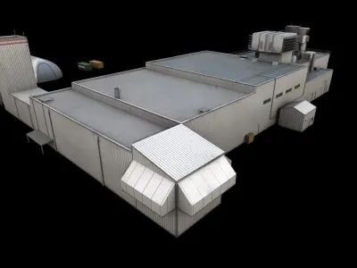 3D Building Low Poly warehouse Low-poly 3D model