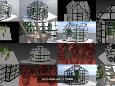 greenhouse set  3D Model Pack purchase