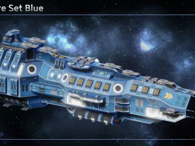 Spaceship Ludendorff Battleship Low-poly 3D model