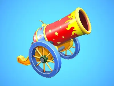 CARNIVAL CANNON CIRCUS CARTOON STYLIZED Low-poly 3D model
