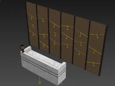 Reception marble desk with gold accents 3D model