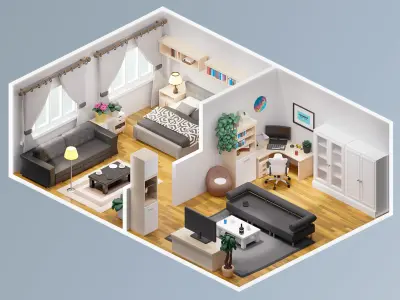 Room 46 Low-poly 3D model