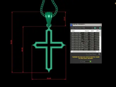 High Cross Pendant Light Gold 18K 4CP030 3D print model