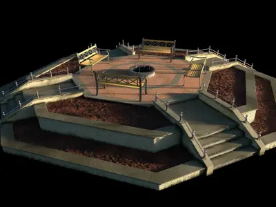 Large Octagon Garden Bed with PBR 3D model