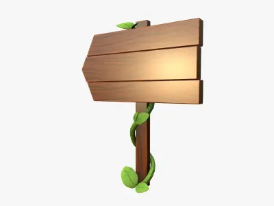 Cartoon Wooden Sign Low-poly 3D model