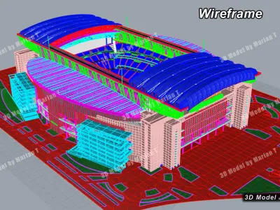 NRG Stadium - Houston Texas USA Low-poly 3D model