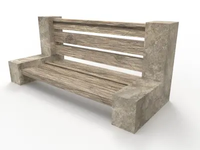 Bench street asset Low-poly 3D model