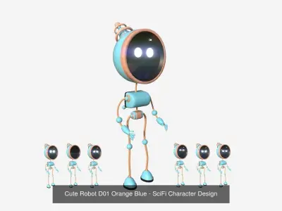10 Cute Robot D Collection - SciFi Character Design 3D Model Pack