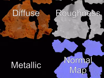 Rustic Terracotta Rock model pack Low-poly 3D model