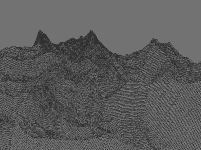 Mountains mountain range with clouds in sky 3D model