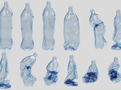 Crushed Plastic Bottle v4 3D model