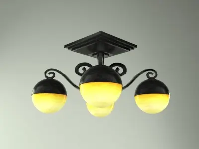 Chandelier three light ceiling fixture 3D model
